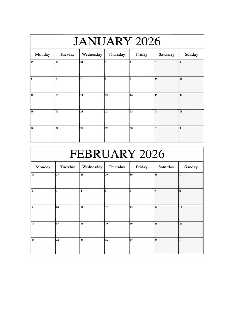 Jan Feb Calander | PDF