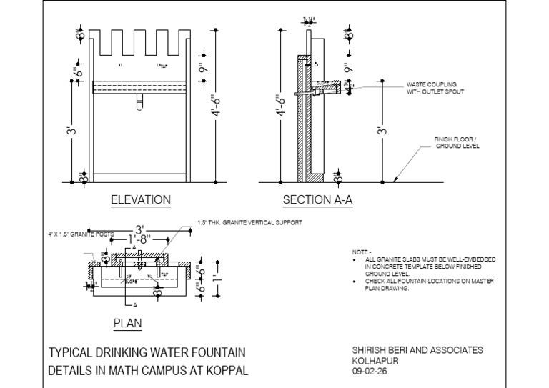 Drinking Water Fountain Details at Math - Koppal | PDF