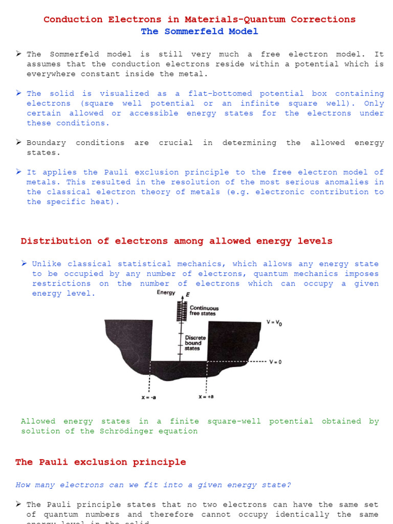 Quantum Free Electron Model | PDF | Energy Level | Electron