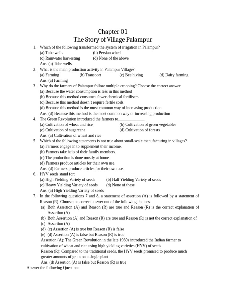 Worksheet on Chapter - 2 | PDF | Agriculture | Poverty