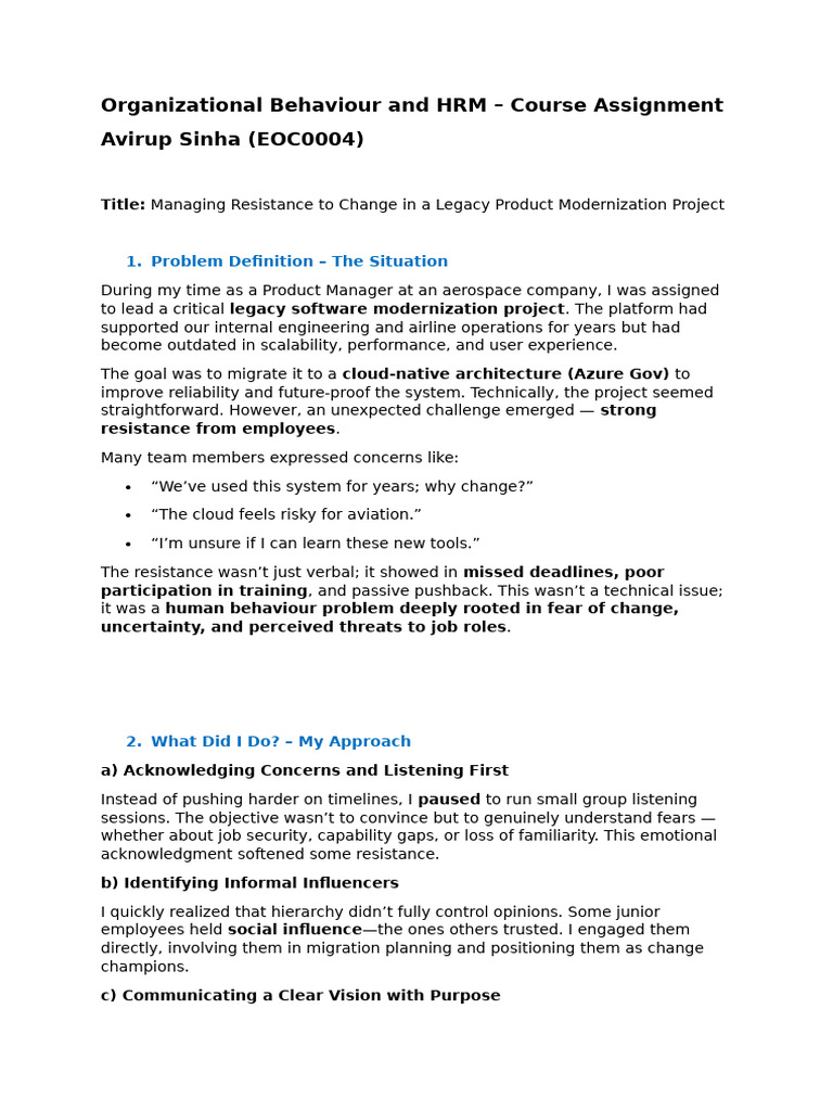 Organizational Behaviour and HRM | PDF | Change Management | Leadership