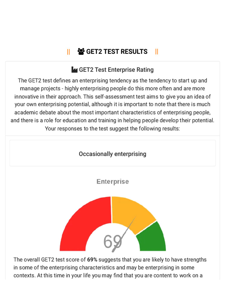 General Measure of Enterprising Tendency v2 - GET2 | PDF | Creativity ...