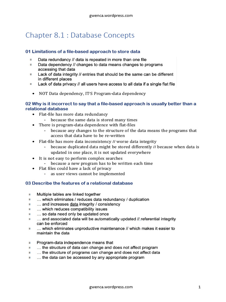 8.1 Database Concepts | PDF | Relational Database | Databases