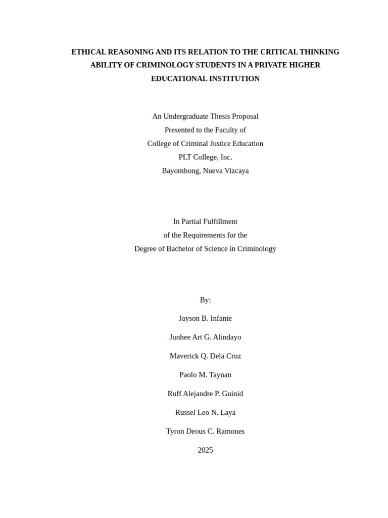 Ethical Reasoning and Its Relation To The Critical Thinking Ability of ...
