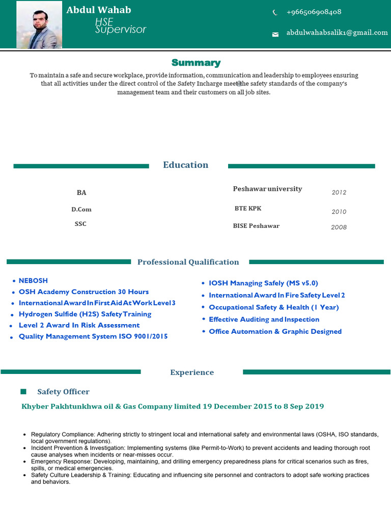 Abdul Wahab HSE-1 | PDF | Occupational Safety And Health | Safety
