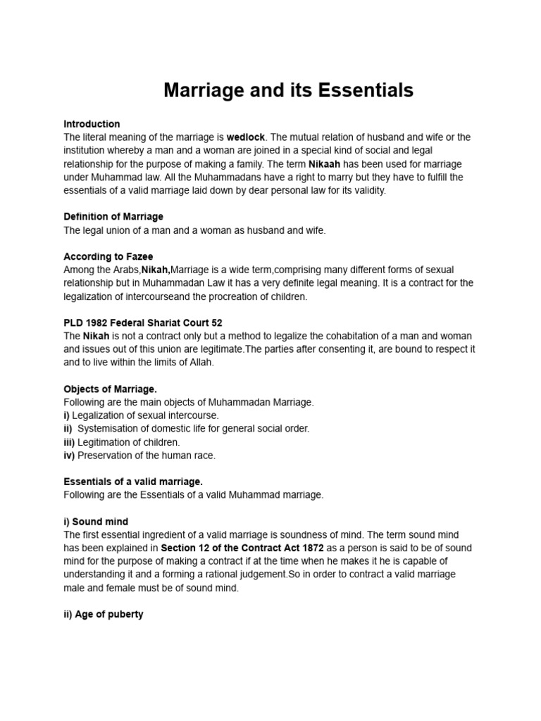 Marriage and Its Essentials | PDF | Marriage | Social Institutions
