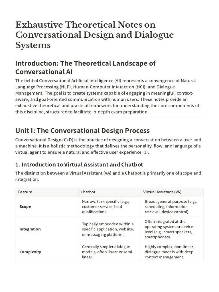 Exhaustive Theoretical Notes On Conversational Design and Dialogue ...