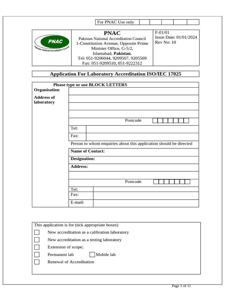 1765522320F 0101 Application For Labs Rev 10 | PDF | Calibration ...