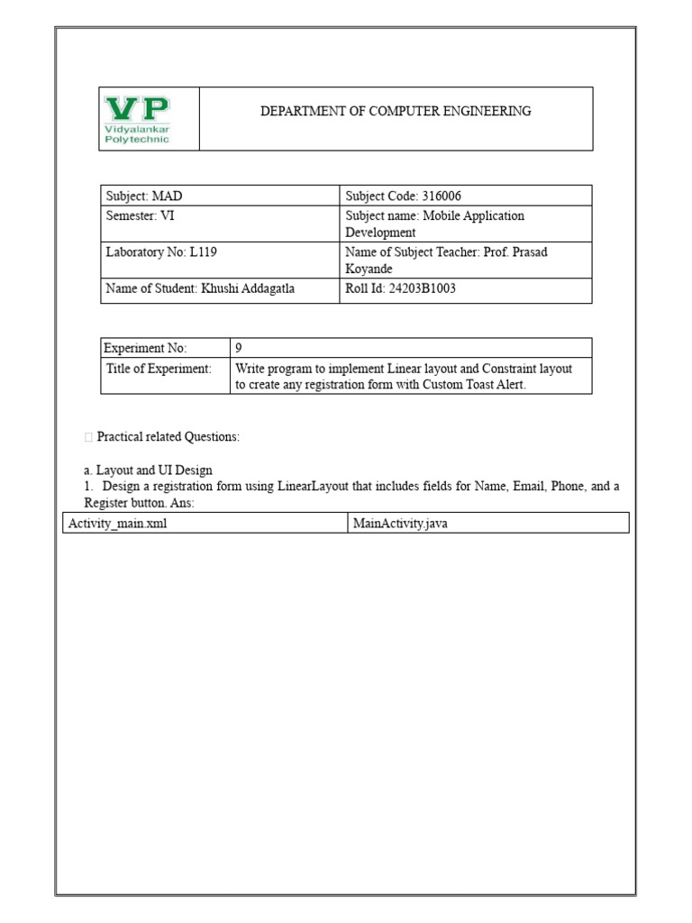 24203B1003 MAD 9 | PDF | Mobile App | Android (Operating System)