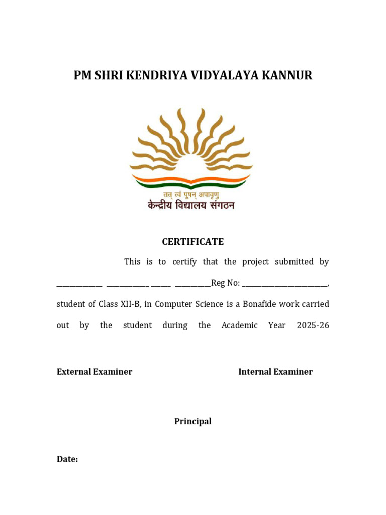 CBSE Project Certificate | PDF
