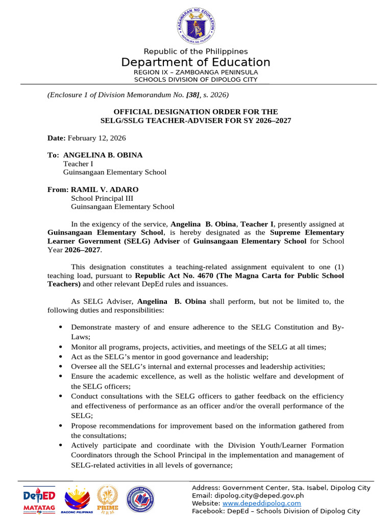 Designation Order Template | PDF | Government