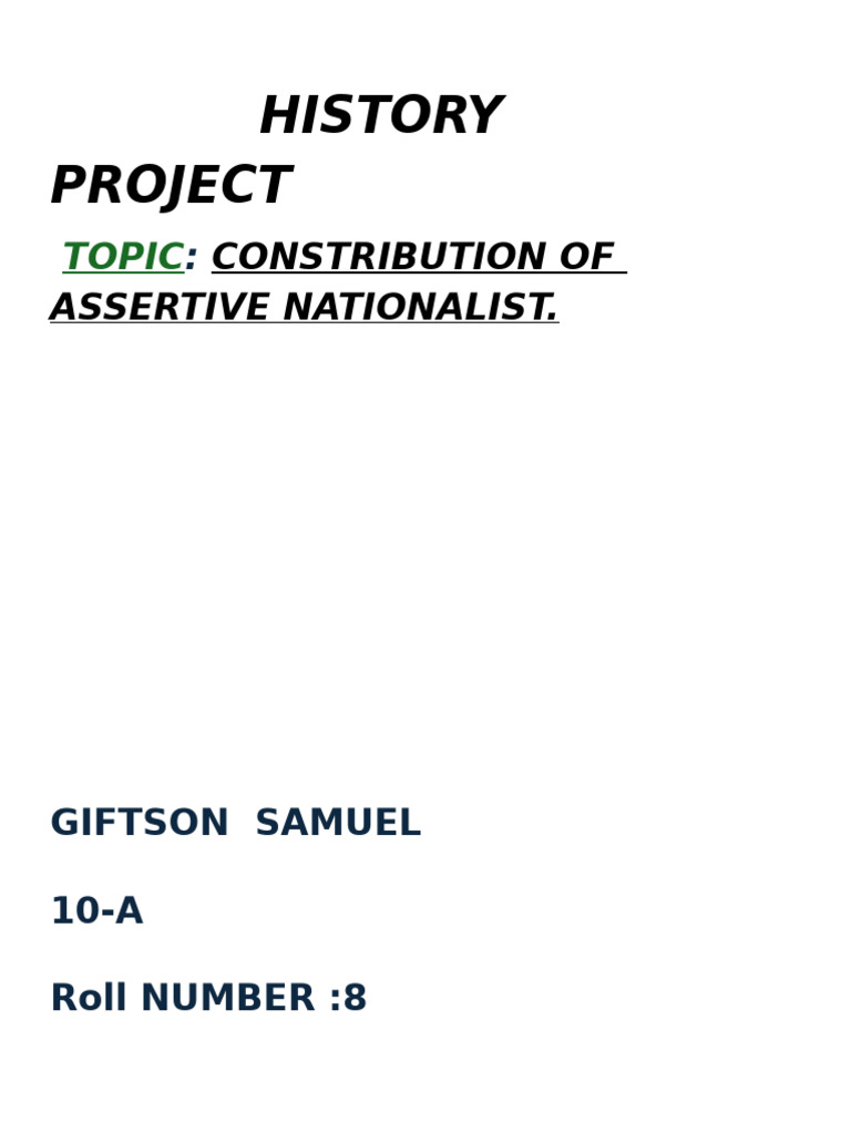 History Project: Topic | PDF