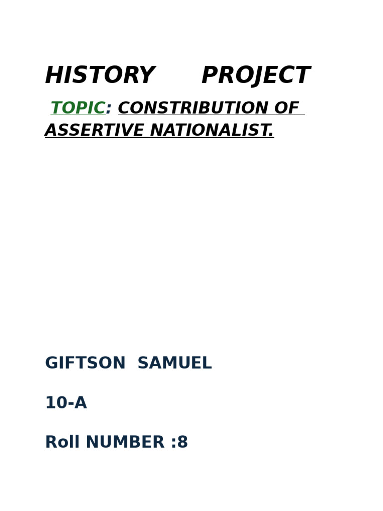 History Project: Topic | PDF