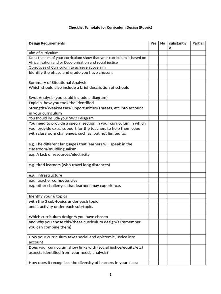 Check List Template for Group Assignment | PDF | Curriculum ...