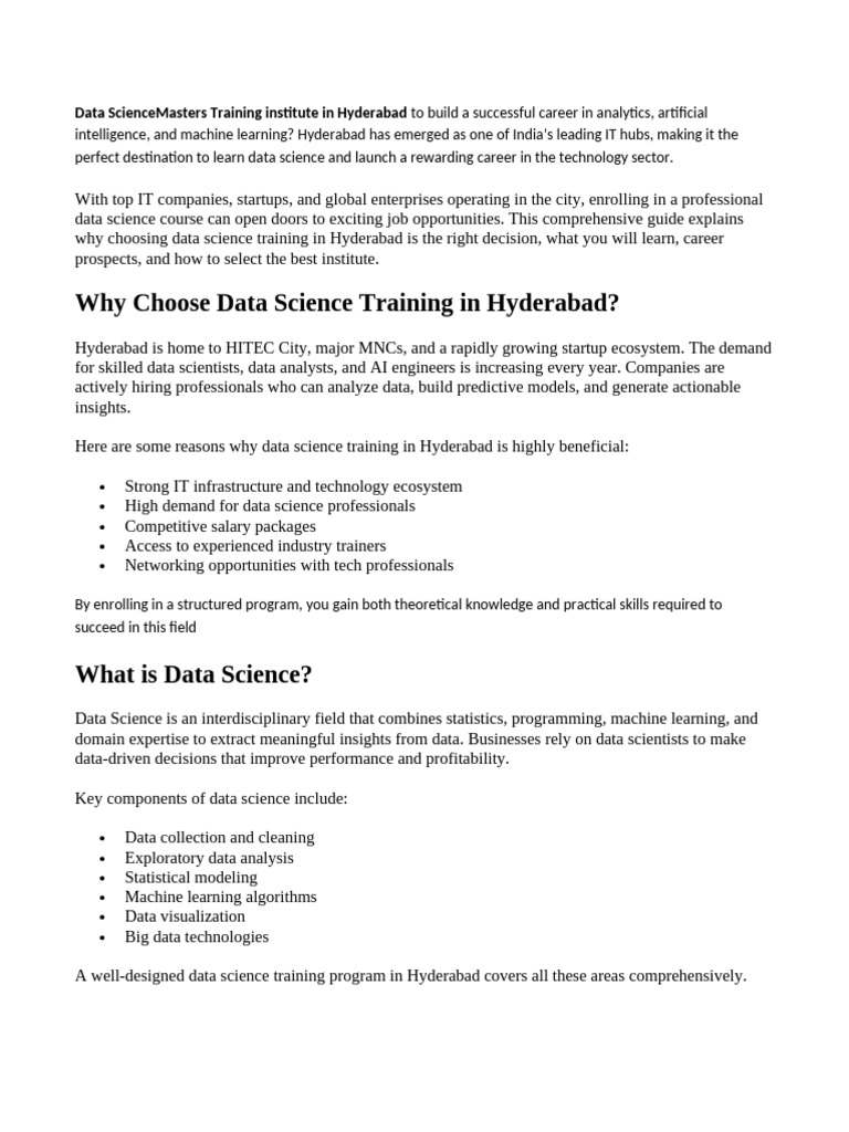 Data Science Training Doc5 | PDF | Data Science | Machine Learning