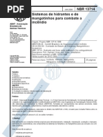 ABNT NBR 13714 Sistemas de Hidrantes e Mangotinhos