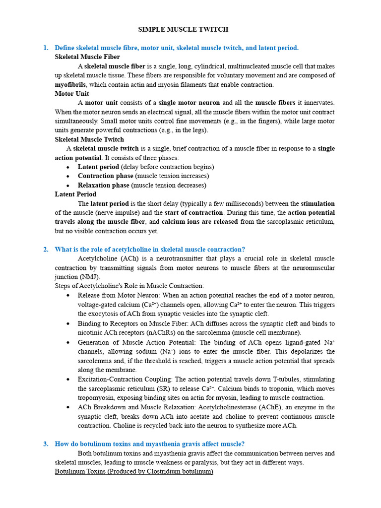 MUSCLE PHYSIOLOGY PRACTICAL Writing Part | PDF | Muscle Contraction ...