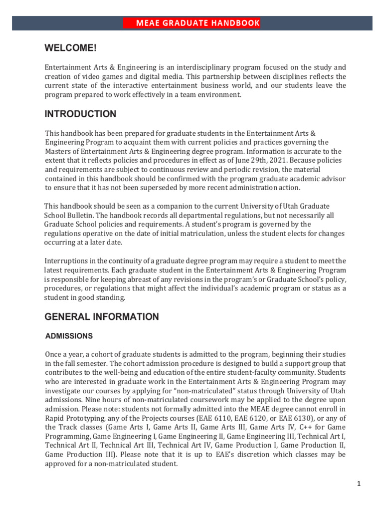 MEAE Graduate Handbook Updated 7 21 | PDF | Academic Dishonesty | Title Ix