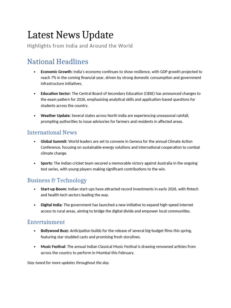Latest News Update | PDF