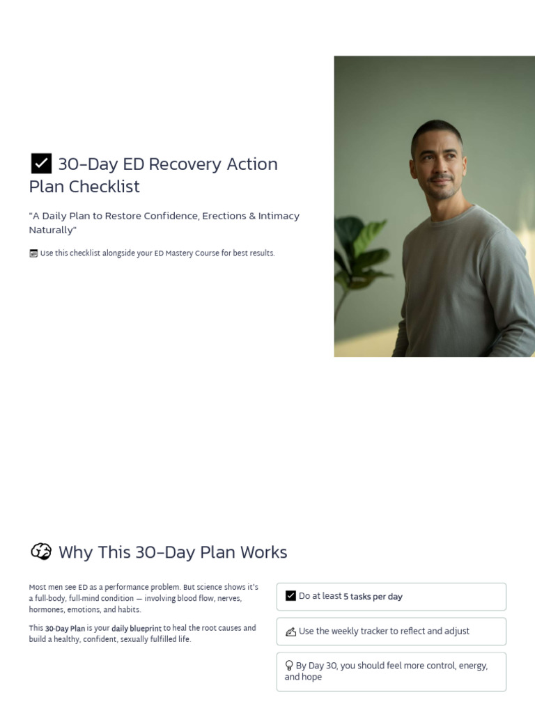 30 Day ED Recovery Action Plan Checklist (1) | PDF | Blood | Sleep