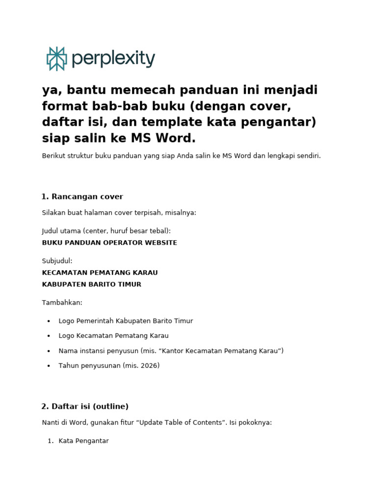 Ya, Bantu Memecah Panduan Ini Menjadi Format Bab B | PDF