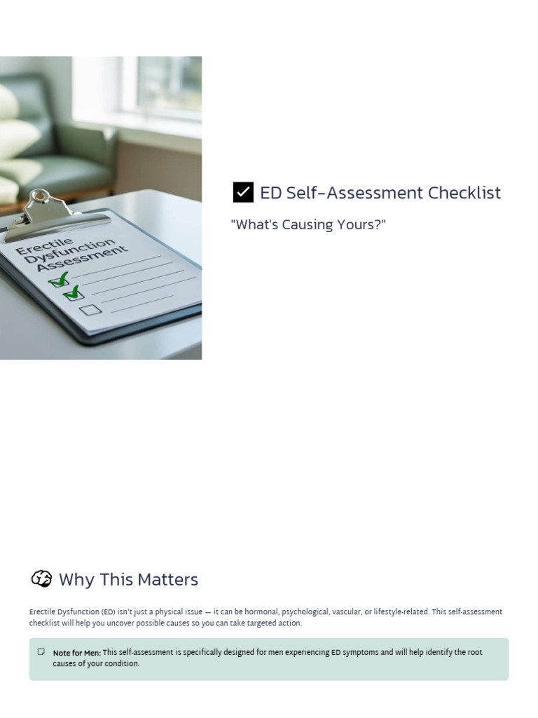 ED Self Assessment Checklist | PDF | Hypertension | Major Depressive ...