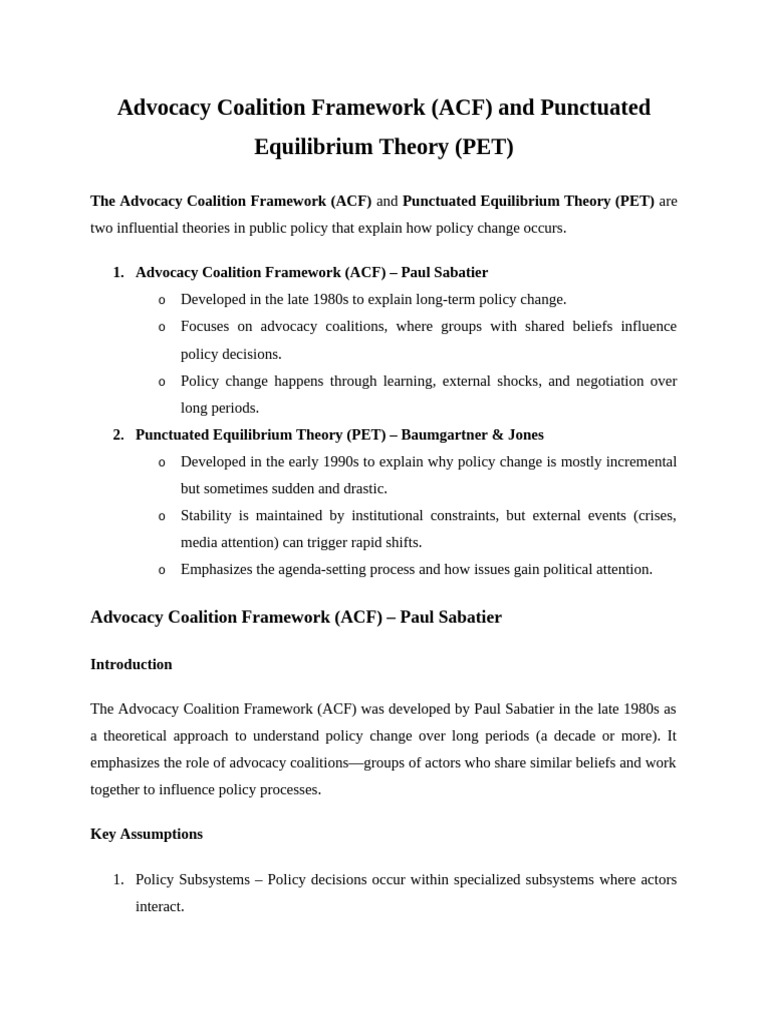 Advocacy Coalition Framework | PDF | Policy | Institution