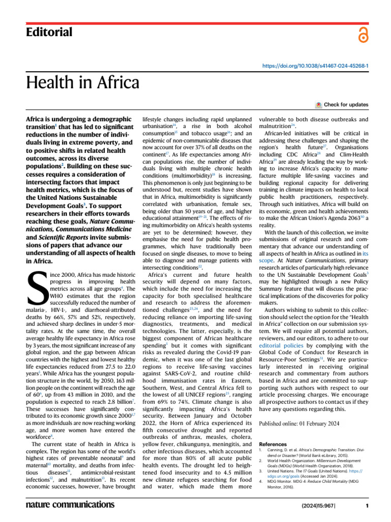 2024.15.967-Health in Africa | PDF | World Health Organization | Public ...