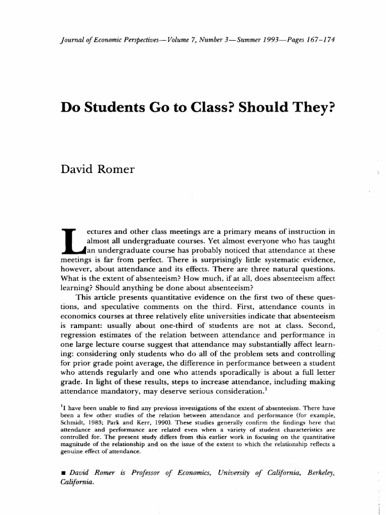 romer-2012-do-students-go-to-class-should-they | PDF | Regression ...
