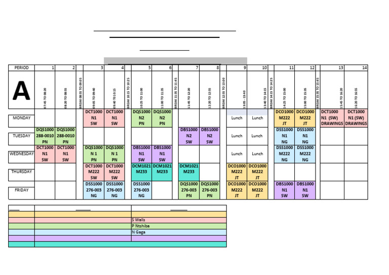 2023 First Year Timetable Semester 1 | PDF