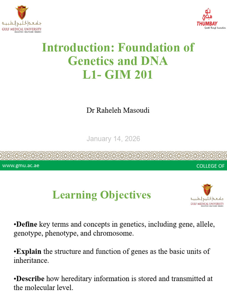 GIM201- L1 Introduction Foundation of Genetics and DNA-Updated | PDF ...