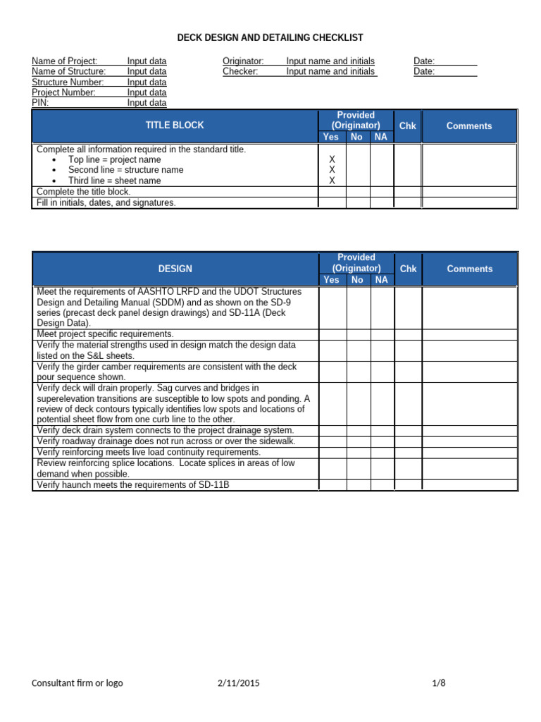 DT - Deck Design and Detailing Checklist - 20170811 | PDF | Prestressed ...