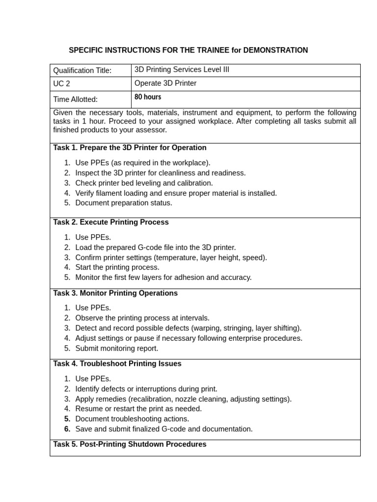 Specific Instructions for the Trainee for Demonstration Uc2 | PDF | 3 D ...