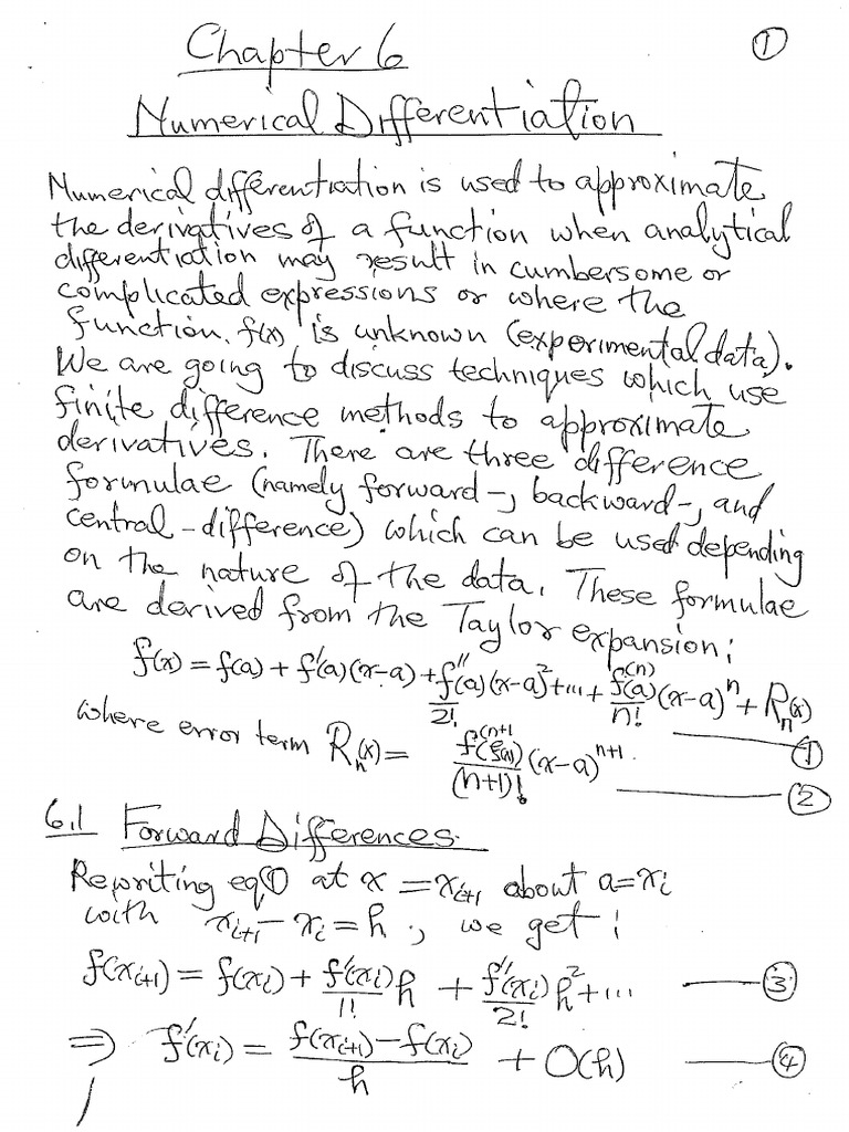 Chapter 4 - Numerical Differentiation | PDF