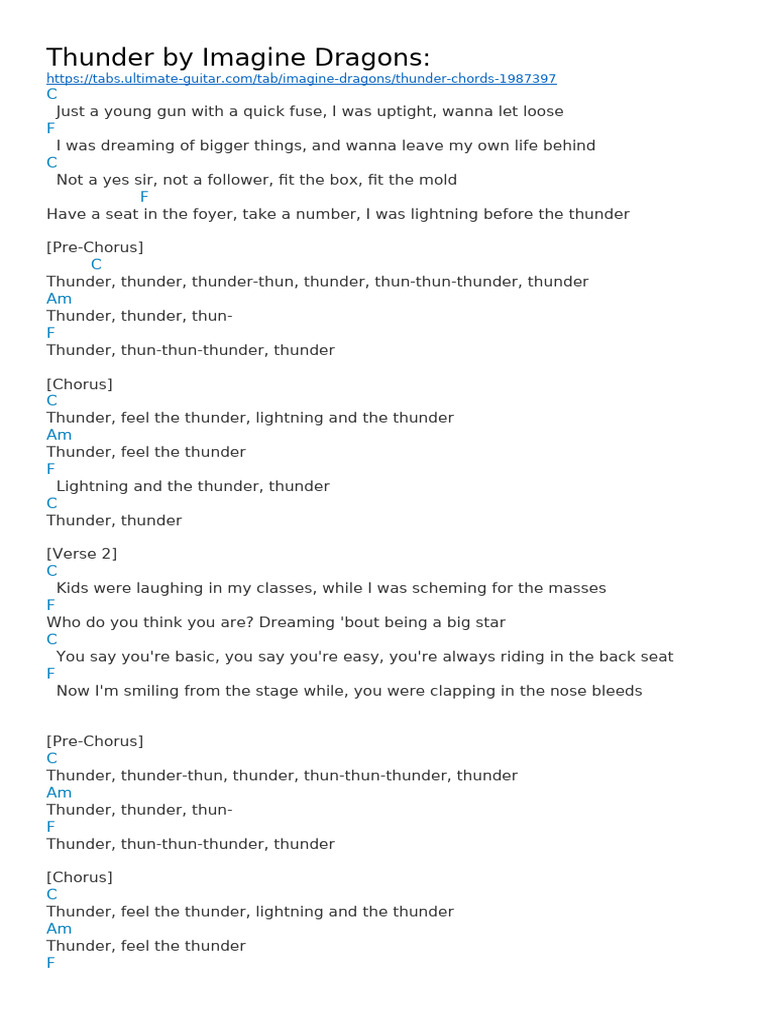 Thunder by Imagine Dragons | PDF