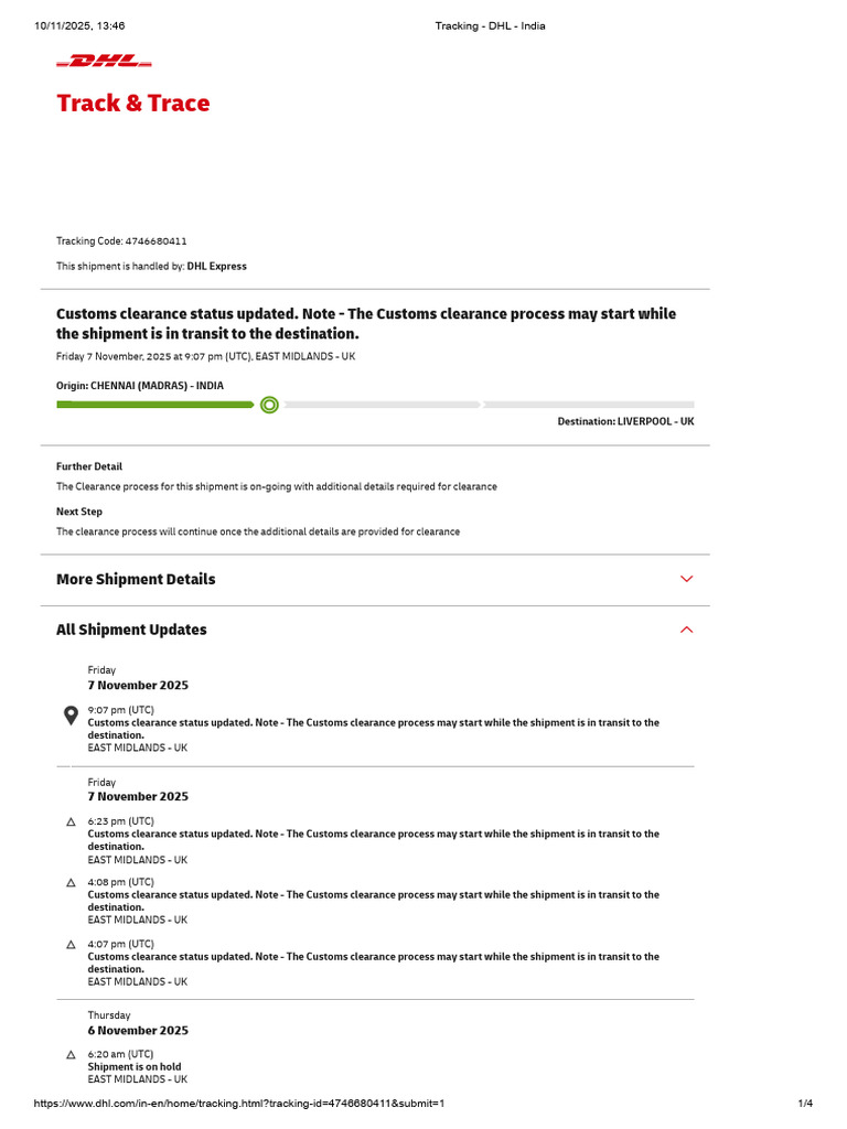 Tracking - DHL - India - 4746680411 | PDF