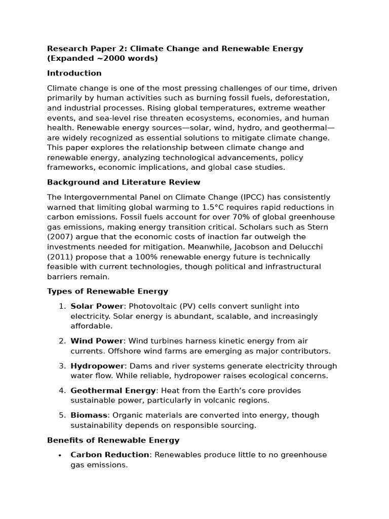 Research Paper 2 | PDF | Renewable Energy | Climate Change Mitigation