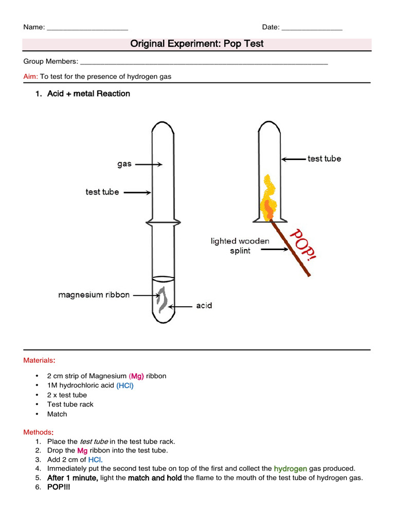 Pop Test Worksheet | PDF