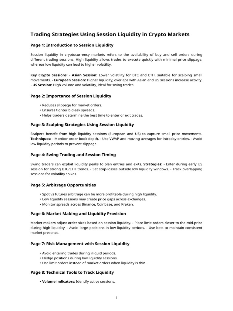 Session Liquidity Strategies | PDF | Market Liquidity | Arbitrage