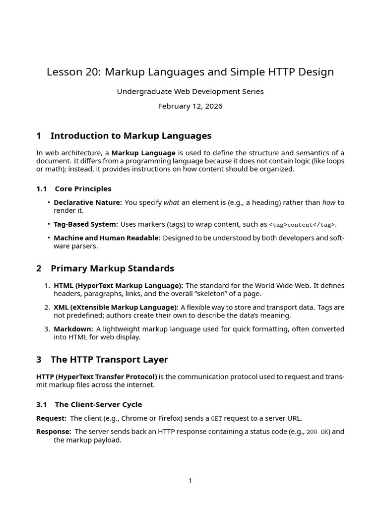 Lesson 20 Markup Languages and HTTP - Copie | PDF | Markup Language | Html
