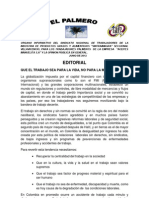 El Palmero Organo Informativo Del Sindicato de Trabajadores/as de La Industria de Productos Grasos y Alimenticios SINTRAIMAGRA Intersindical