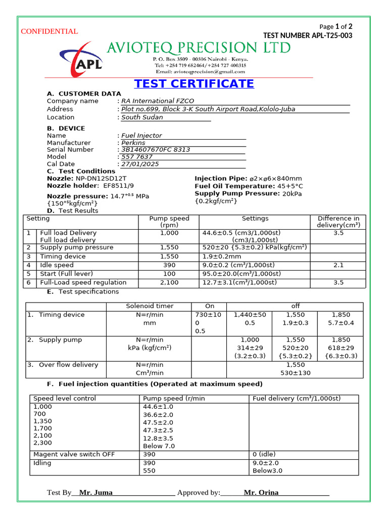 Fuel Injector Test Report 3 | PDF | Pump | Fuel Injection