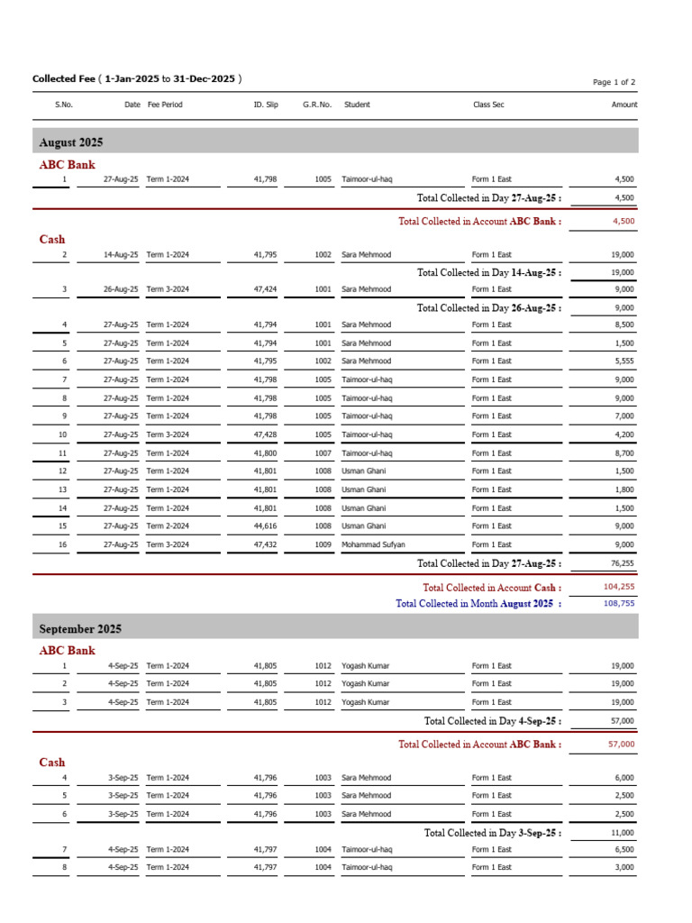 Fee Collection(Daily Detailed) (1) | PDF
