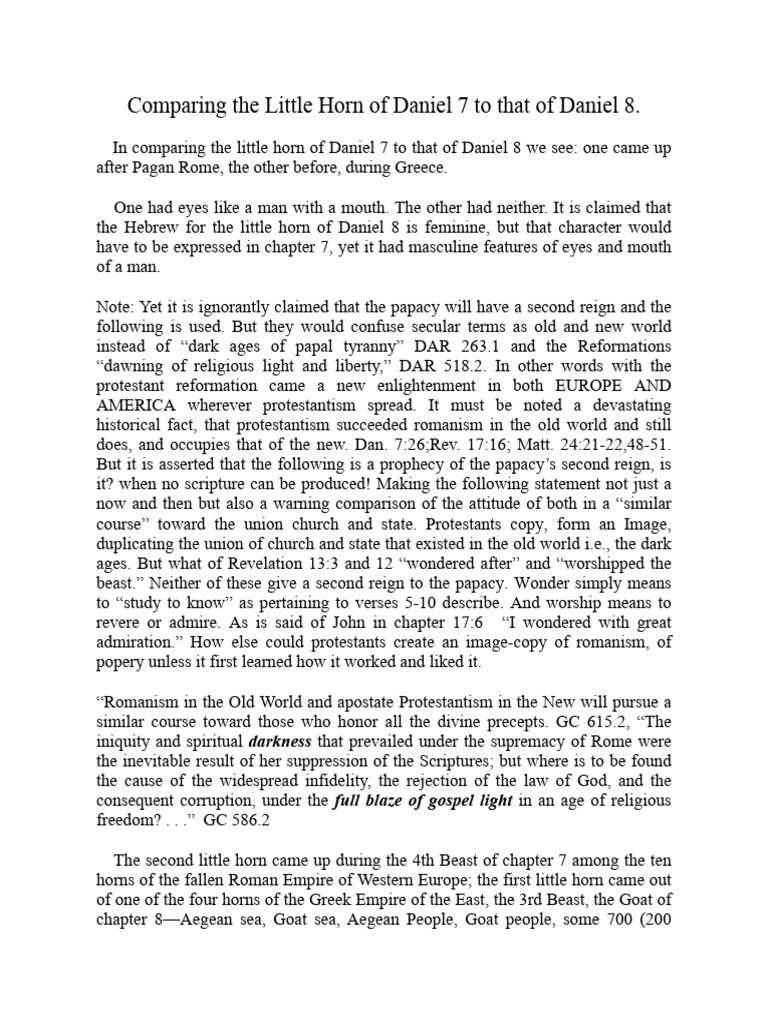 Little Horn of Daniel 7 Compared To 8 | PDF