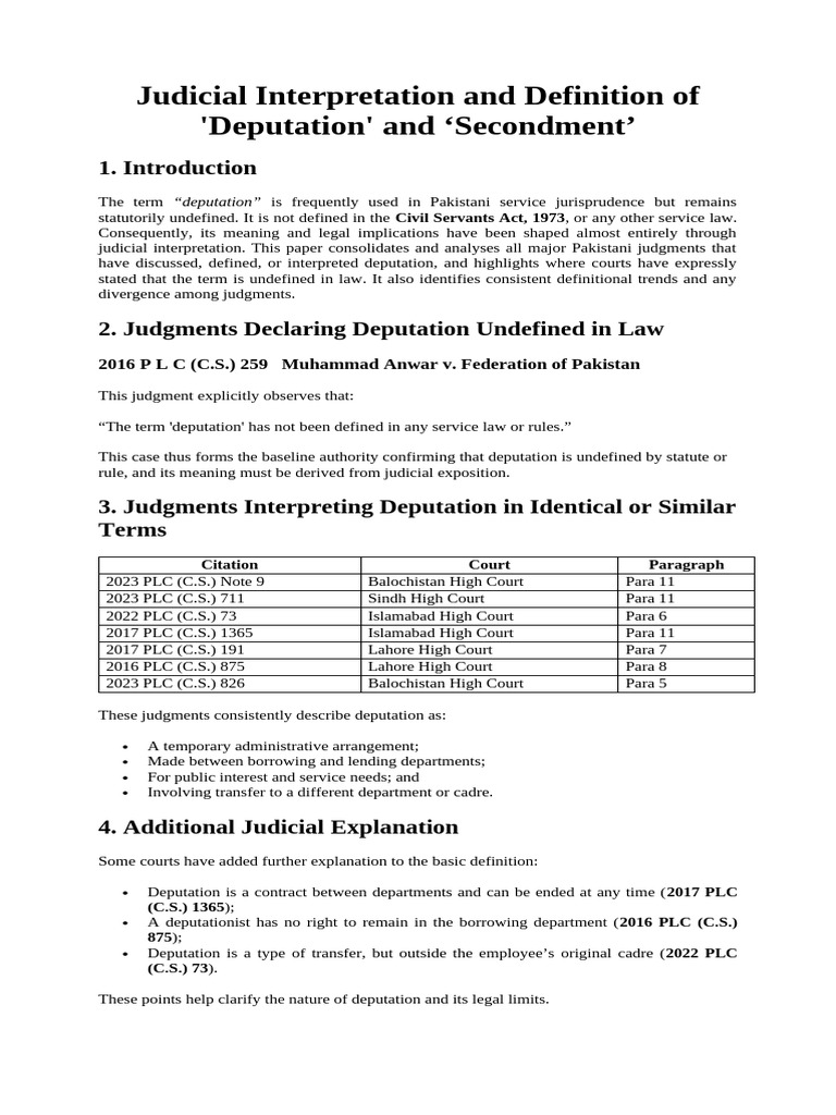 Deputation and Secondement | PDF