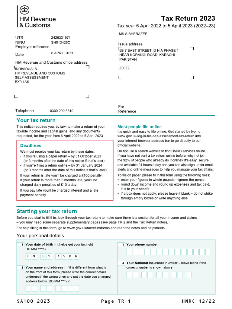 UK Tax Return 23 | PDF | Taxes | Capital Gains Tax