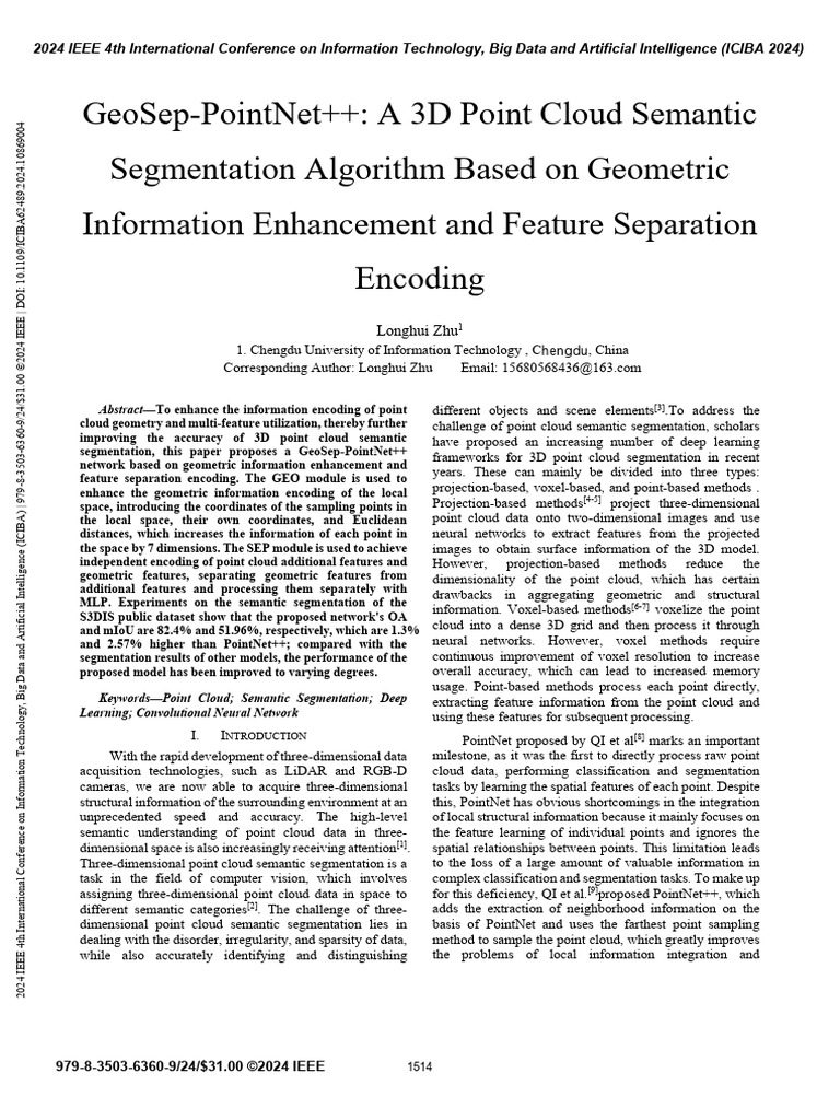 GeoSep-PointNet a 3D Point Cloud Semantic Segmentation Algorithm Based ...