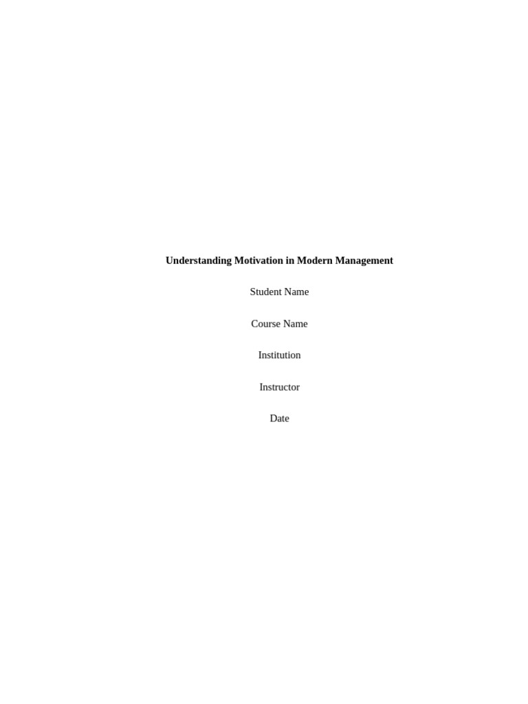 Understanding Motivation in Modern Management | PDF | Motivational ...