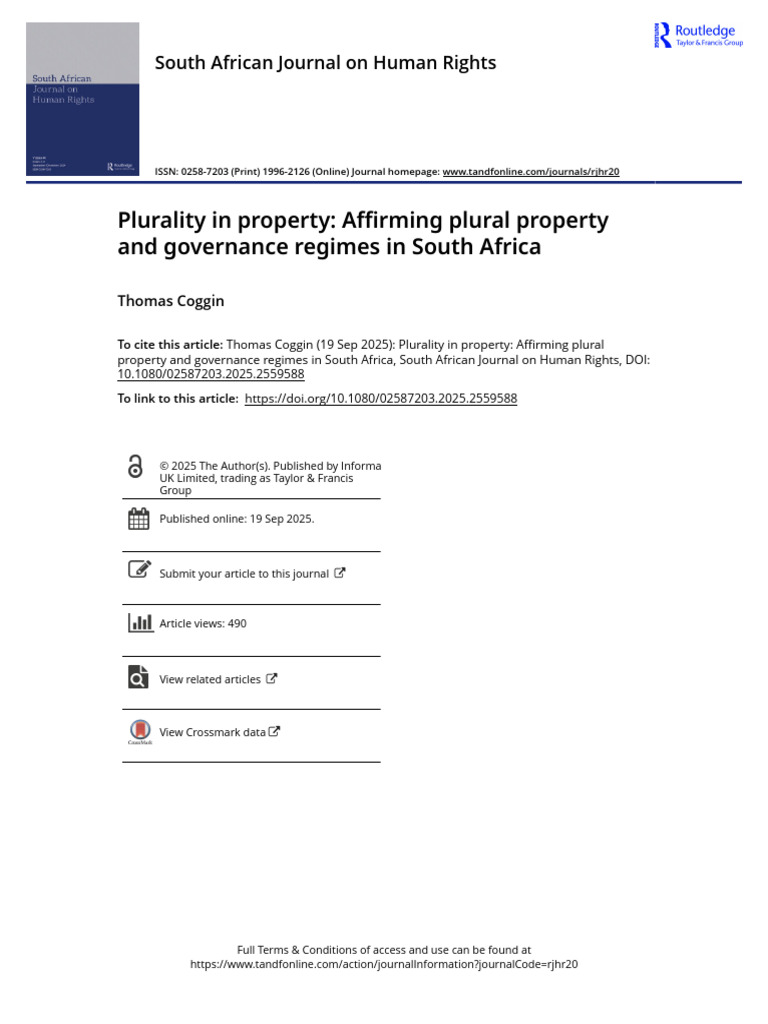 Plurality in Property Affirming Plural Property and Governance Regimes ...