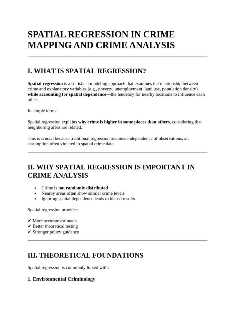 Spatial Regression in Crime Mapping and Crime Analysis | PDF | Spatial ...